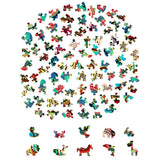 Een cirkelvormige opstelling van levendige diervormige stukjes vormt de Tijger Houten Puzzel (A4 formaat) - Krachtige Katachtige Figuurpuzzel van SlimSpul nederland b.v., met unieke dierfiguren onder deze kleurrijke legpuzzel voor elke dierenliefhebber.