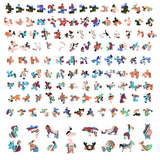 Een levendig raster van abstracte puzzelstukjes vormt de Kat Houten Puzzel (A4 formaat) - Elegante Huisdier Figuurpuzzel van SlimSpul nederland b.v.- een perfect cadeau voor kattenliefhebbers, tegen een kraakheldere witte achtergrond.