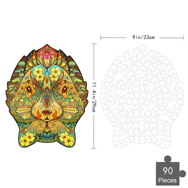 Schattige Hamster Houten Puzzel (A4 formaat) van SlimSpul nederland b.v., 90 stukjes met bloem- en geometrische patronen, afmeting 29 x 23 cm. Perfect cadeau voor knaagdierenliefhebbers of puzzelfans!.